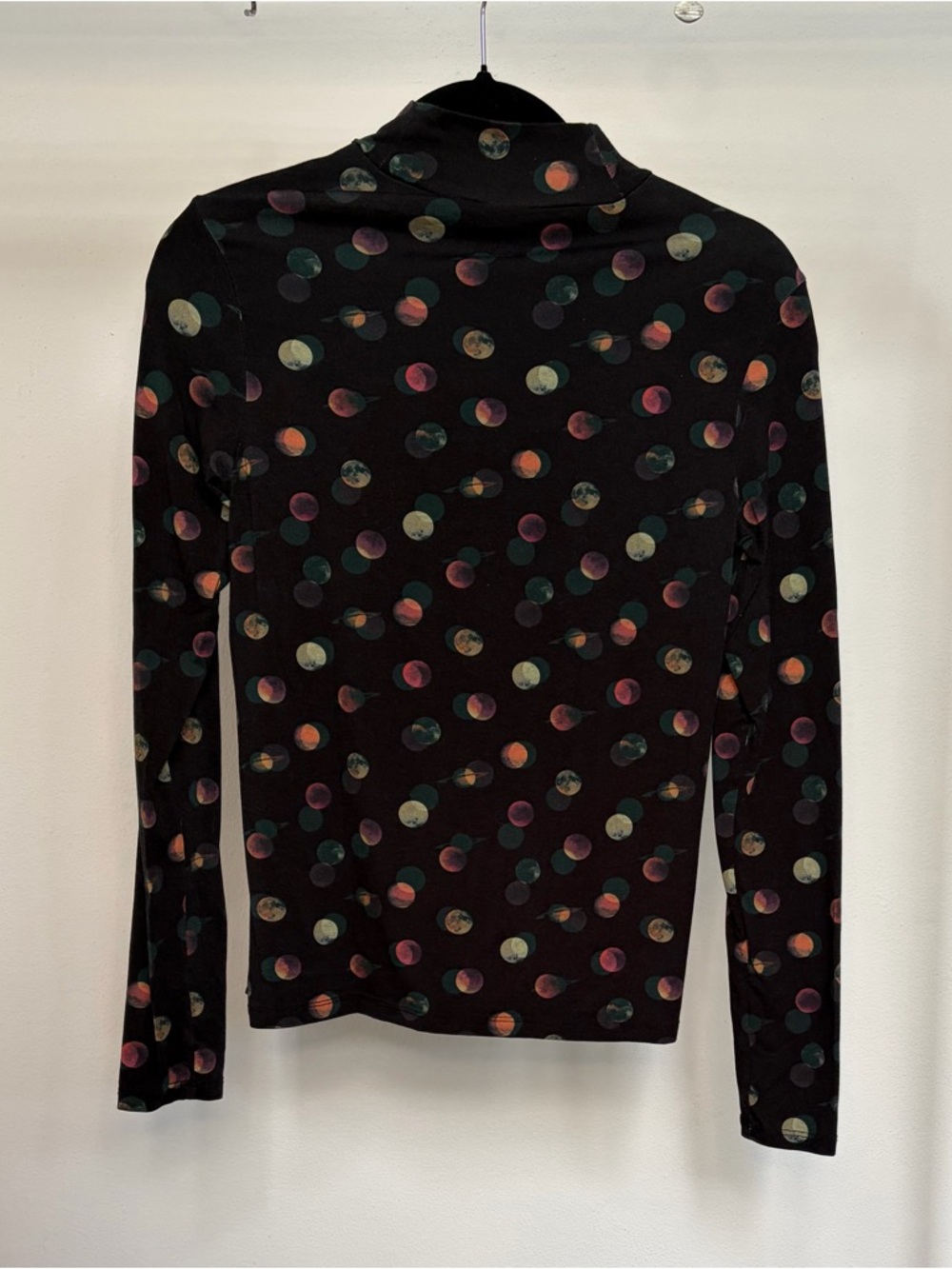 Scotch & Soda Black Mock Neck Long Sleeve Top with Multicolor Dot Motif - Picture 3 of 4